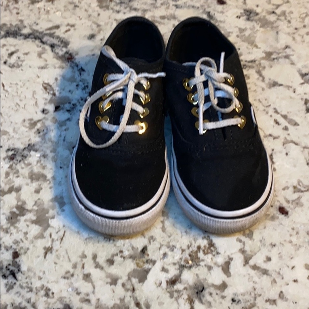 Vans black shoes with gold hearts